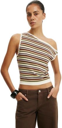 Cotton On Womens S/Less Off Shoulder Knit in Pixie Green Stripe at Nordstrom, Size Medium