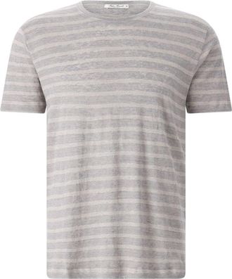 Stefan Brandt Gestreept T-Shirt - Heren - T-shirts - Grijs - XL - Linnen - Tops