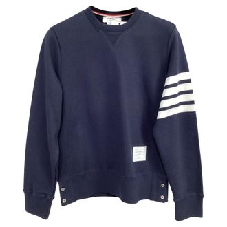 Thom Browne 4-bar Stripe Sweatshirt in Navy Blue Cotton