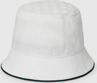 Gucci GG Canvas Bucket Hat, Size XL, White, GG Canvas
