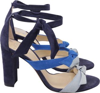 Alexandre Birman Lolita Tricolor Sandal Heels in Blue Suede