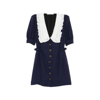 Alessandra Rich Star-jacquard Ruffled-collar Mini Dress