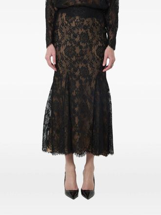 Self Portrait Black Lace Midi Skirt