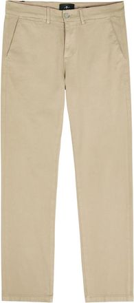 7 For All Mankind Slimmy Tapered-leg Cotton-blend Chino Trousers - Sand - 36 (W36 / XL)