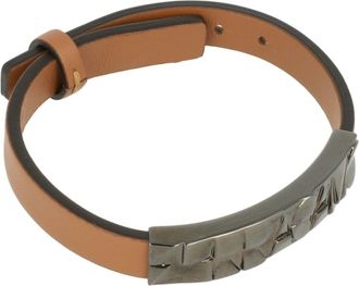 Ferragamo Embossed Geometric Accent On A Leather Bracelet