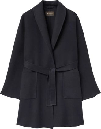 Loro Piana Luxe Blauwe Kasjmier Jas met Zakken - Dames - Jas met riem - Blauw - M - Kasjmier - Jassen