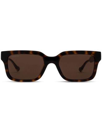 Gucci rectangle frame sunglasses - men - Acetate - 55 - Brown