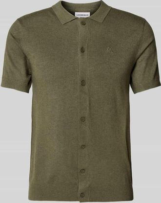 Lindbergh Lindbergh Slim Fit Freizeithemd mit Logo-Stitching Modell Ecovero in Oliv, Gr&ouml;&szlig;e XXL