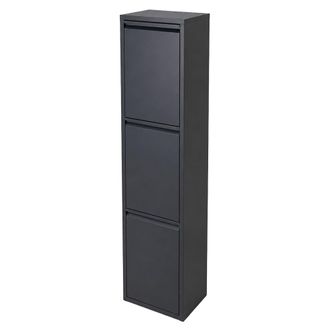Relaxdays Relaxdays Pattumiera, 3 Scomparti, 3x18 L, Apribile, Secchi Estraibili, Metallo, Da Terra O A Parete, Antracite