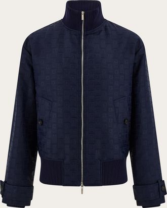 Ferragamo Men Blouson in Monogram nylon Blue