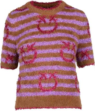 Pinko Rondgebreide trui - Dames - Ronde hals truien - Paars - L - Truien & Vesten
