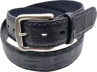 Paolo Vitale Crocodile Belt - Heren - Riemen - Blauw - 95 CM - Leer - Accessoires