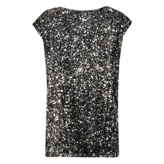 Junya Watanabe Sleeveless Tops, female, Black, Size: S Sequined Top