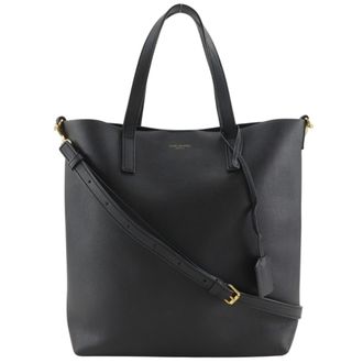 Saint Laurent Black Leather Handbag Tote Bag (Pre-Owned)