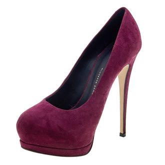 Giuseppe Zanotti Burgundy Suede Platform Pumps
