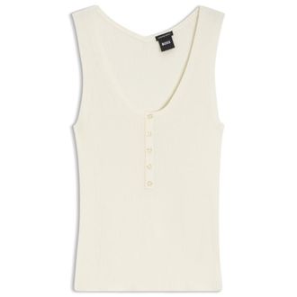 BOSS Sleeveless top in rib-knit merino wool