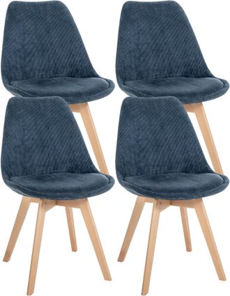 Clp Set De 4 Sillas De Comedor Linares Azul Oscuro Pana