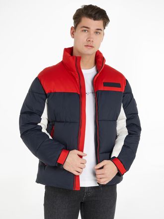 Tommy Hilfiger Steppjacke TOMMY HILFIGER NEW YORK PUFFER JACKET, Herren, Gr. 3XL, bunt (rwb colourblock), Obermaterial: 100% Nylon, mit Gummizug,mit Klettverschluss,