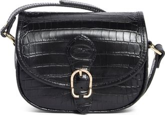 Longchamp 1980 Croc Embossed Small Crossbody Bag in Black at Nordstrom Rack
