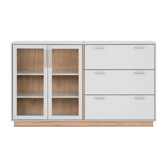 Calicosy Aparador 3 cajones 2 puertas de cristal blanco y madera L162,5 cm