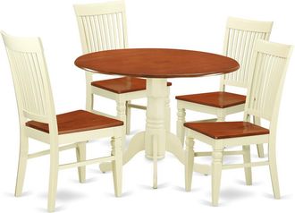 East West Furniture Dining Room Set Buttermilk & Cherry, DLWE5-BMK-W