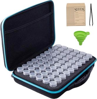 OEM Caja De Almacenamiento De Semillas, Organizador De Semillas Port&aacute;til Y Seguro, Que Incluye 60 Recipientes, Un Embudo, Pinzas Para Semillas De Jard&iacute;n, 