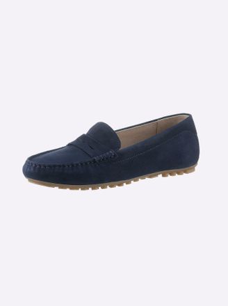 Caprice Slipper CAPRICE, Damen, Gr. 37, blau (marine), Veloursleder, Schuhe Slipper