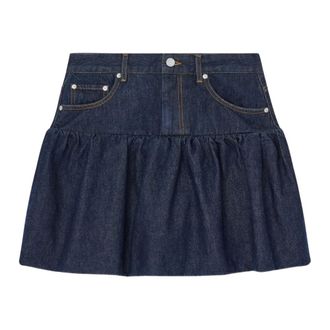 Ganni Dames, Rokken, Blauw, Maat: S Denim