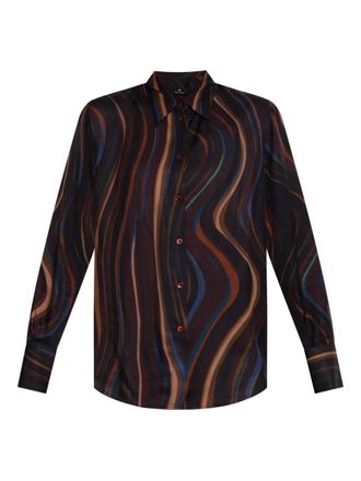 Paul Smith wave-print shirt - women - Viscose - 44 - Brown