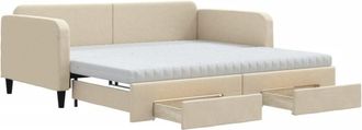 vidaXL Vidaxl - Sof&aacute; Cama Nido Con Cajones Tela Color Crema 100x200 Cm