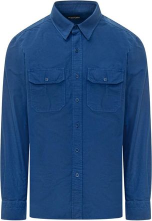 Tom Ford Lange Mouwen Shirt - Heren - Casual Overhemden - Blauw - 4XL - Overhemden