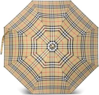 Burberry Maple Wood Check Walking Umbrella - Dames - Paraplus - Beige - ONE Size - Katoen - Accessoires