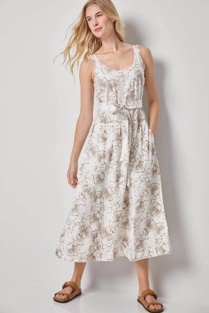 Lilla P Poplin Midi Yoke Dress In Fern Print