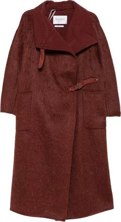 Max Mara Manteau Ceintur&eacute; &agrave; Col Haut - Dames - Jas met riem - Rood - 3XS - Jassen