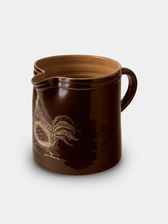 Poterie d'&Eacute;vires Chickens Hand-Painted Ceramic Straight-Edge Medium Jug