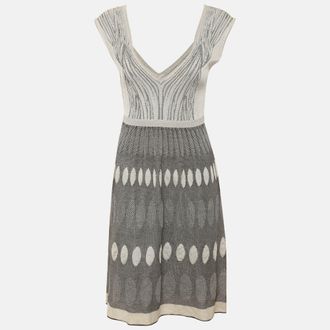 M Missoni Beige/grey Knit Mini Dress