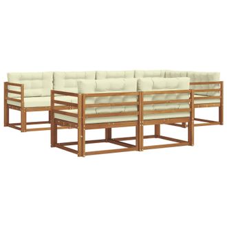 vidaXL Conjunto De Sof&aacute;s De Exterior Con Coj&iacute;n 7 Pcs Natural Y Crema Vidaxl