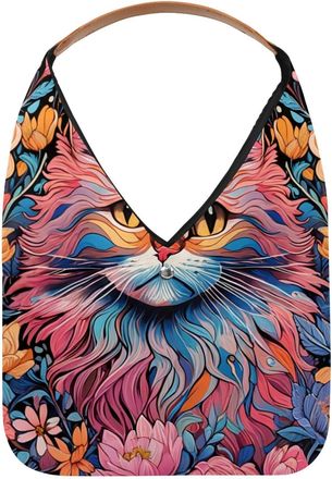 Generic Color Drawing Cat Reusable Lightweight Grocery Bags - Foldable Into Compact Pouch, Washable & Sturdy, Multipurpose for Shopping and Travel