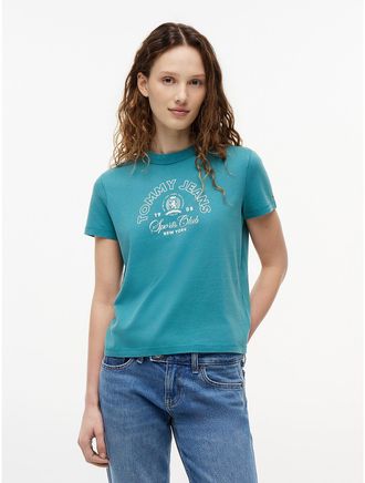 Tommy Hilfiger Womens Tommy Jeans Sports Club Logo T-Shirt - Blue - XL