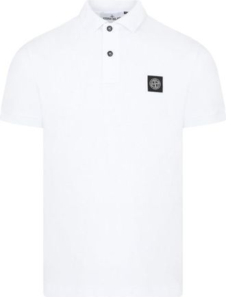 Stone Island White Logo Patch Polo