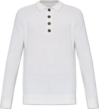 Eleventy Cashmere Polo Shirt met Lange Mouwen - Heren - Cashmere truien - Wit - 2XL - Kasjmier - Truien & Vesten