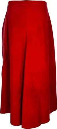 Jil Sander Maxi Skirt in Red Leather