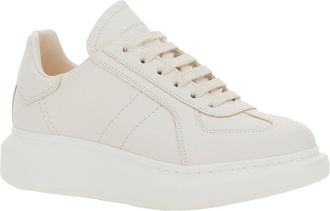 Alexander McQueen Womens White Leather Sneakers With Logo Details Calf Trainers