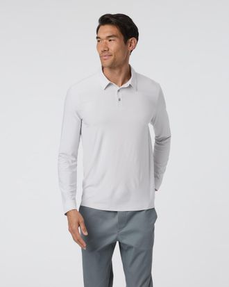 Vuori Clothing Long Sleeve Strato Tech Polo | Frost Grey Heather | Medium