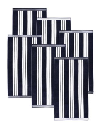 Superior Set Of 6 Cabana Stripe Oversized Cotton Beach Towels