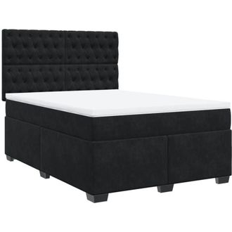 vidaXL Vidaxl - Cama Box Spring Con Colch&oacute;n Terciopelo Negro 160x200 Cm