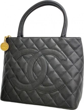 Chanel Black Grained Calfskin Tote Bag (Pre-Owned)