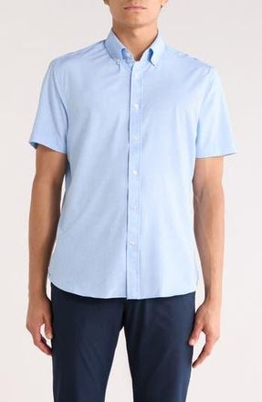 ConStruct Short Sleeve Woven Button-Down Shirt in Light Blue at Nordstrom Rack, Size Xx-Large