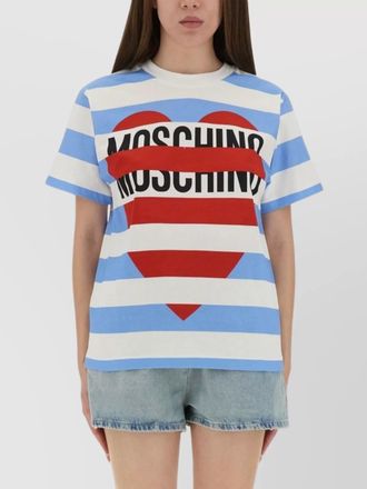 Moschino striped crew neck graphic print top