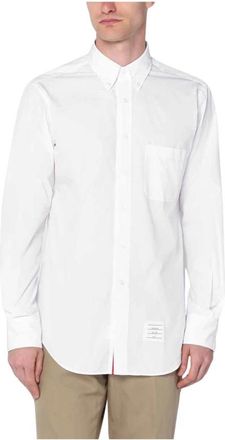 Thom Browne Witte Katoenen Overhemd Klassieke Stijl - Heren - Zakelijke Overhemden - Wit - 2XL - Katoen - Overhemden